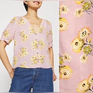 Madewell Womens Plaza Button Front Dutch Dandelions Blouse Pink Linen
Blend XL